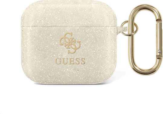 Guess Glitter Collection Silicone Case with Keychain Gold for Apple AirPods 3