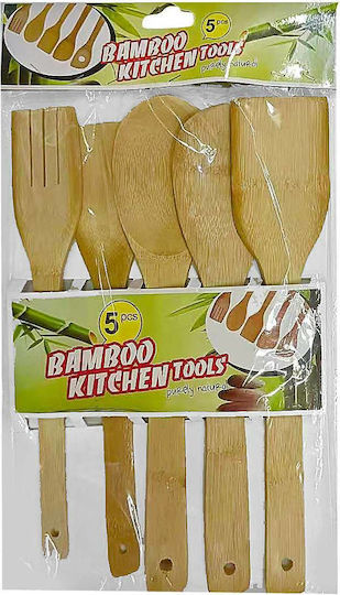 TnS Bamboo Cooking Utensil Set Brown 5pcs