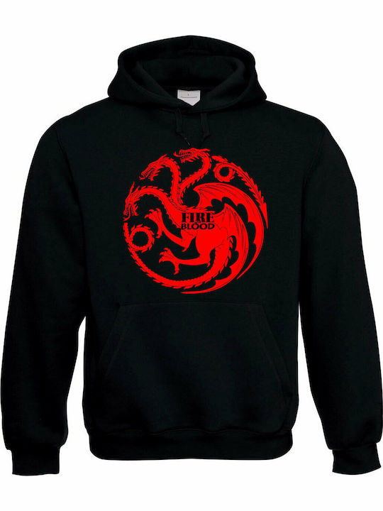 T-shirt Studio Game Of Thrones Fire And Blood Φούτερ με Κουκούλα σε Μαύρο χρώμα
