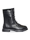 Lederne Kinderstiefel mit Schnürsenkeln Schwarz