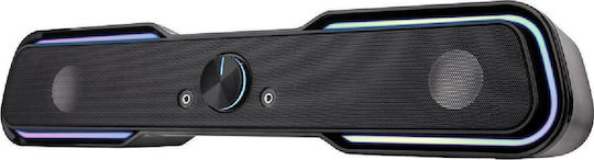 Powertech Gaming Soundbar Ηχεία Υπολογιστή 2.0 με RGB Φωτισμό και Bluetooth Ισχύος 5W σε Μαύρο Χρώμα