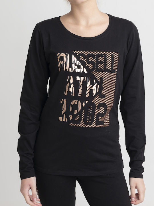 Russell Athletic Damen Sportliche Bluse Langärmelig Schwarz