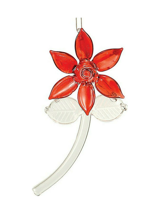 Hanging Ornament Flower Acrylic Red 14cm