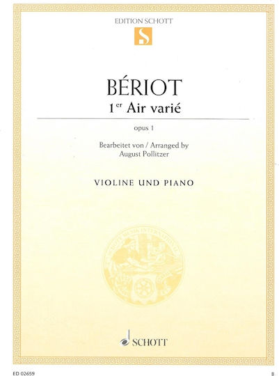 Schott Beriot - Air Varie In D Minor Op.1 Παρτιτούρα για Πιάνο