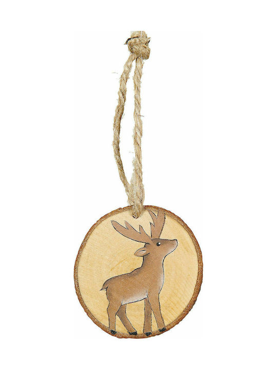 Hängendes Ornament Hirsche Hölzern Braun 7x7cm