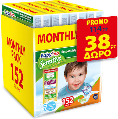 Babylino Sensitive Πάνες με Αυτοκόλλητο No. 7 για 15+kg 152τμχ