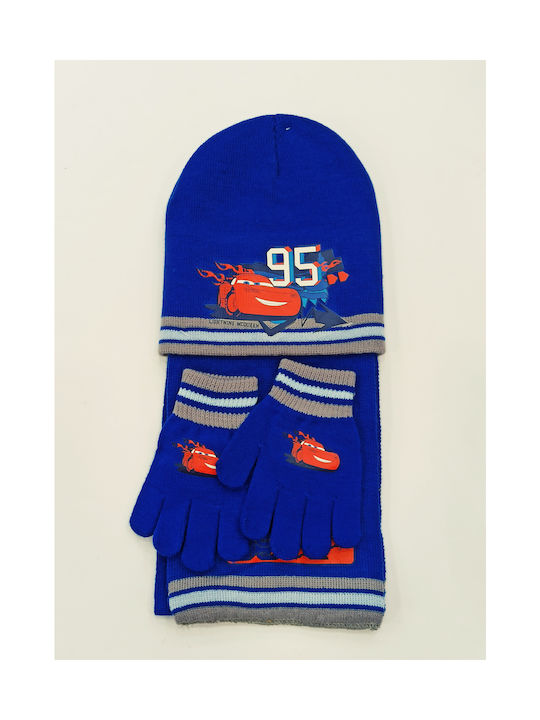 Stamion Kids Beanie Set with Scarf & Gloves Knitted Blue