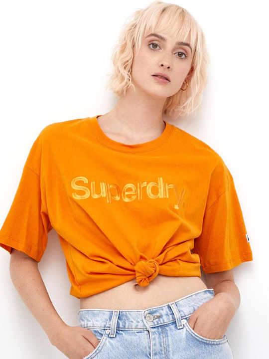 Superdry Γυναικείο Oversized T-shirt Πορτοκαλί