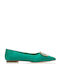 Malesa Satin Pointy Ballerinas Green