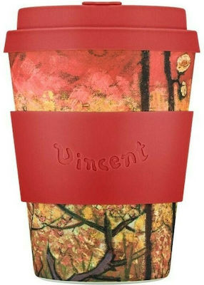 Ecoffee Cup Van Gogh Glowering Κούπα Μπαμπού με Καπάκι Κόκκινη 350ml