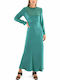 MY T Maxi Dress for Wedding / Baptism Satin Open Back Green