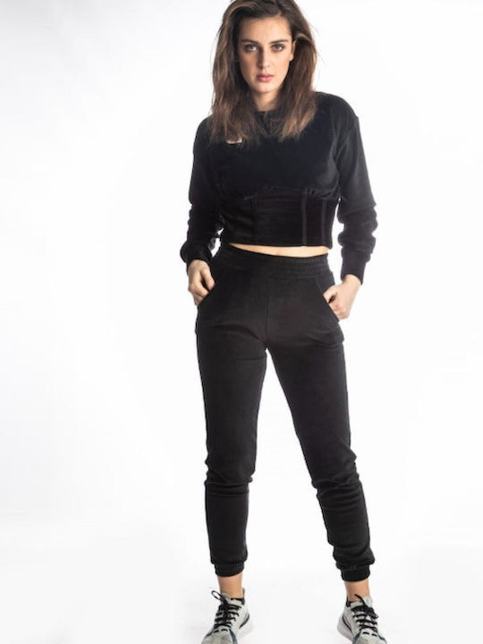 Pantaloni de Trening cu elastic Catifea Negru