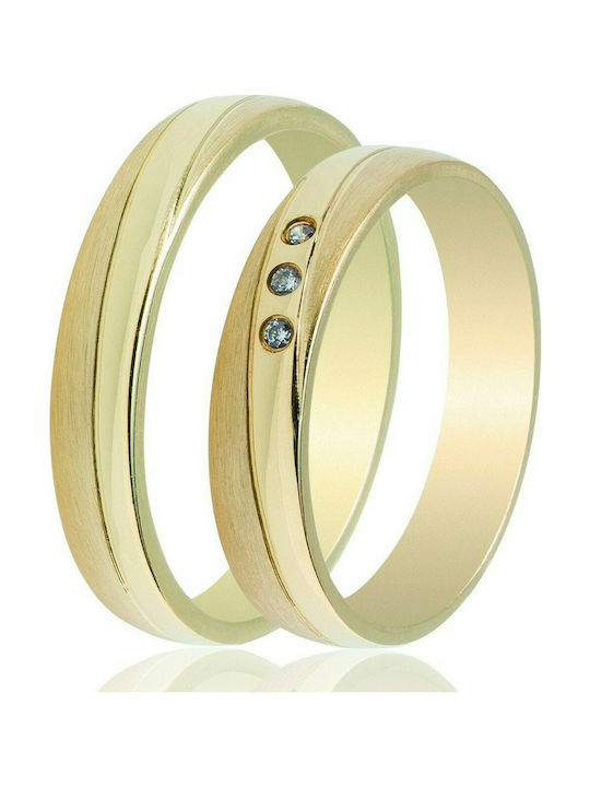 Maschio Femmina Celebrity Wedding Ring of Yellow Gold 9K