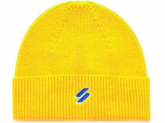Code Beanie Unisex Σκούφος με Rib Πλέξη σε Κίτρινο χρώμα