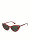 Polaroid Women's Sunglasses with Red Plastic Frame and Black Polarized Lens PLD4109S C9A/M9