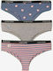 Βαμβακερά Γυναικεία Slip 3Pack Grey/Blue/Pink
