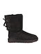 Suede Snow Boots with Fur Bailey Bow II Black