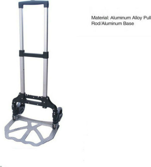 Transport Trolley Aluminum Trolley Telescopic Foldable for Weight Load up to 80kg Silver