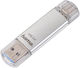 HAMA C-Laeta 64GB USB 3.1 Stick mit Verbindung USB-A & USB-C Silber