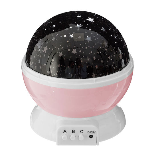 Rotating Kids Projector Lamp with Star Projection Pink 14εκ.