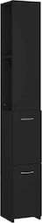 vidaXL Floor Bathroom Column Cabinet L25xD25xH170cm Black