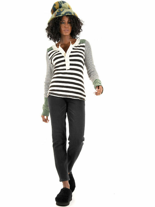 High Waist Women's Jean Trousers in Mom Fit Black
