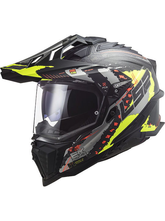 LS2 Explorer C MX701 Extend On-Off Helmet with Pinlock and Sun Visor ECE 22.05 1380gr Matt H-V Yellow EXPLOREREMHVY