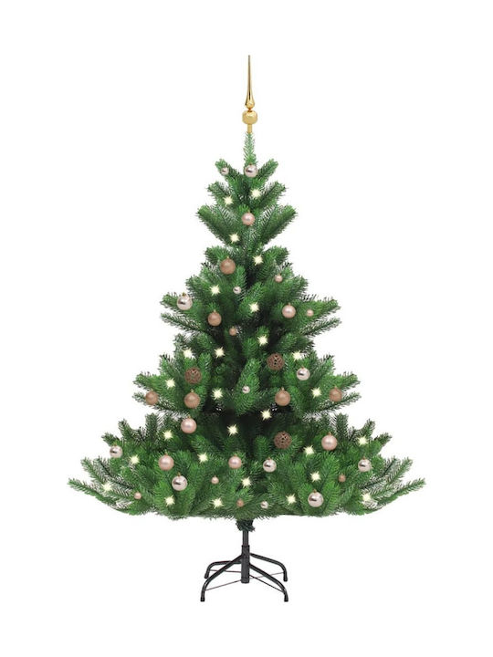 Nordmann Decorated Christmas Green Tree with Metallic Base and LED Lighting H180cm