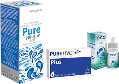 Pure Lens Family Plus 6 Μηνιαίοι Φακοί Επαφής Υδρογέλης & Pure Hyaluron Care 380ml & Ecosystem Eye Drops 20ml & Pure Hyaluron Care 380ml & Ecosystem Eye Drops 20ml