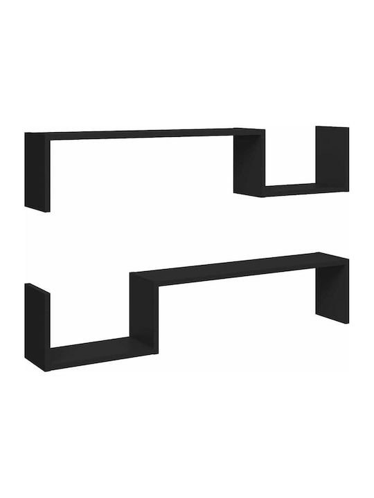 Shelves Wall Black 2pcs 100x15x20cm