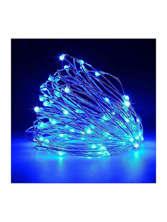100 Weihnachtslichter LED 5für eine E-Commerce-Website in der Kategorie 'Weihnachtsbeleuchtung'. Blau Elektrisch vom Typ Zeichenfolge mit Silbernes Kabel und Programmen Iliadis