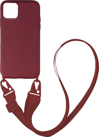 Sonique Carryhang Liquid Strap Задна корица Силикон 0.5мм с Каишка Бордо (iPhone 12 Pro Max)