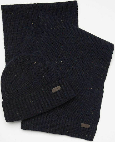 Masculin Set cu Căciulă Tricotat în culoarea Albastru marin