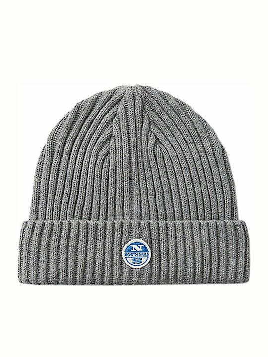 North Sails Logo Patch Ribbed Beanie Cap Gray