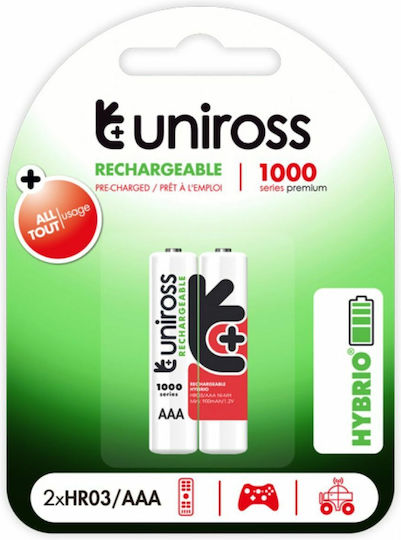Uniross Rechargeable Battery AAA Ni-MH 1000mAh 1.2V 2pcs