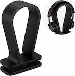 Navaris Omega Desktop Headphone Stand Black Oak