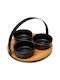 Atmosphera Ceramic Dessert Divided Serving Tray with 3 Slots Black Ø21cmxY14cm 4pcs