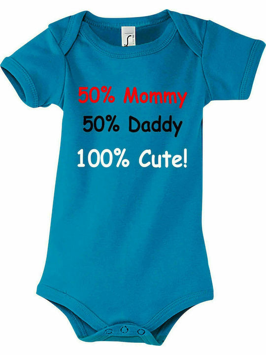 Baby shorts "50% Mommy, 50% Daddy, 100% Cute", Aqua