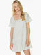 Roxy Mini Καλοκαιρινό All Day Φόρεμα Βαμβακερό Λευκό