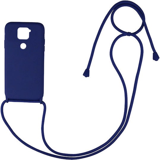 Sonique Carryhang Back Cover Σιλικόνης 0.5mm με Λουράκι Μπλε Σκούρο (Redmi Note 9)