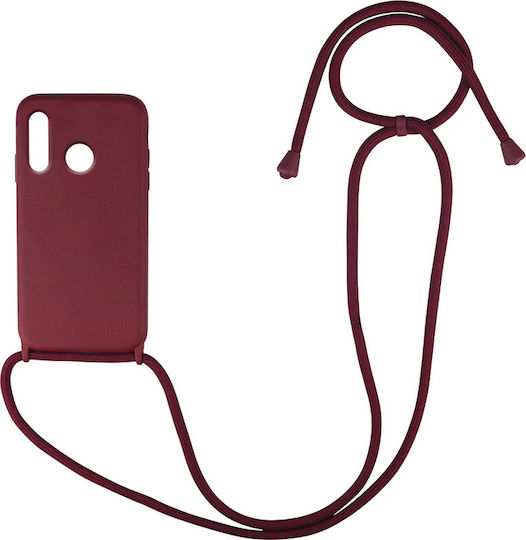 Sonique Carryhang Umschlag Rückseite Silikon 0.5mm mit Band Burgundisch (Huawei P30 Lite)
