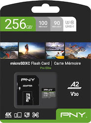 PNY PRO Elite microSDXC 256GB Clasa 10 U3 V30 A2 UHS-I cu adaptor