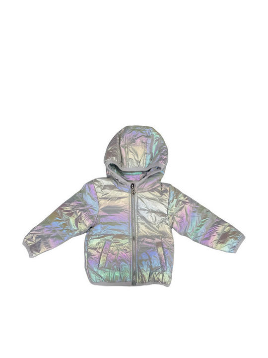 Kids' Quilted Jacket Short with Hood Silver