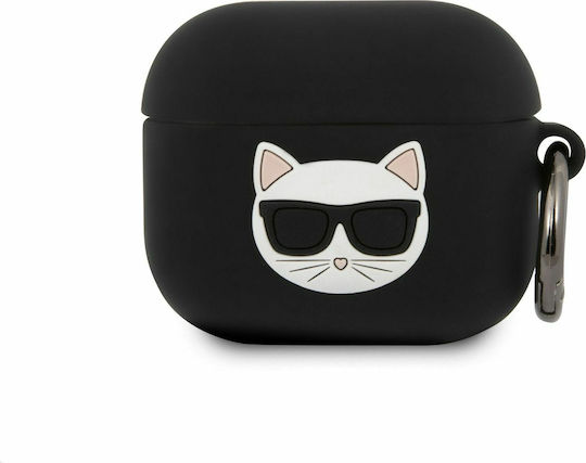 Karl Lagerfeld Choupette Θήκη Σιλικόνης με Γάντζο σε Μαύρο χρώμα για Apple AirPods 3