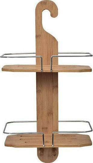 AT000291 Επιτοίχια Ραφιέρα Μπάνιου Bamboo με 2 Ράφια 30x12x50cm