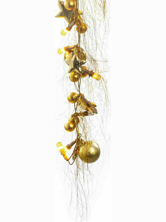 JK Home Decoration Lighted Christmas Garland Gold 1pc