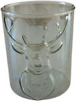 CANDLE HOLDER GLASSINO DEER 10X13CM CYLINDRICAL GREEN