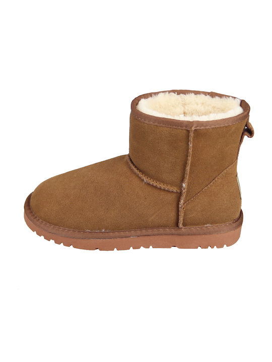 Kelara Women's Suede Boots with Fur Tabac Brown