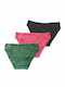 Βαμβακερά Damen Slip 3Pack Black/Green/Fuchsia