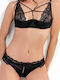 Norddiva Lingerie Spitzen Unterwäsche-Set für Damen BH mit Zeichenfolge Schwarz